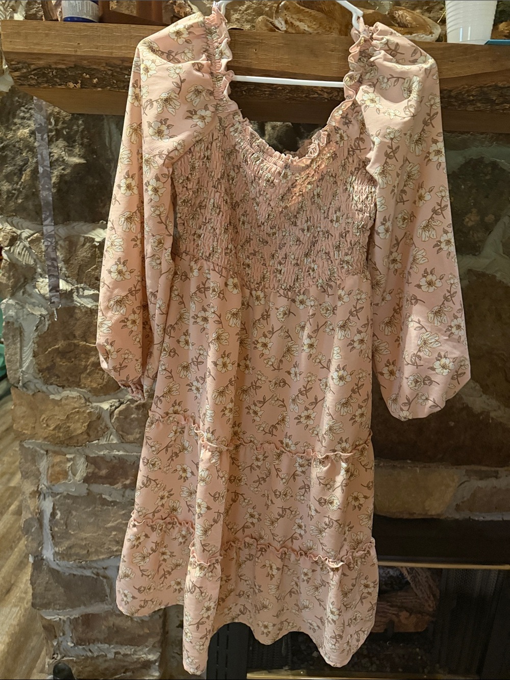 belk Blush Pink Floral Smocked Midi Dress